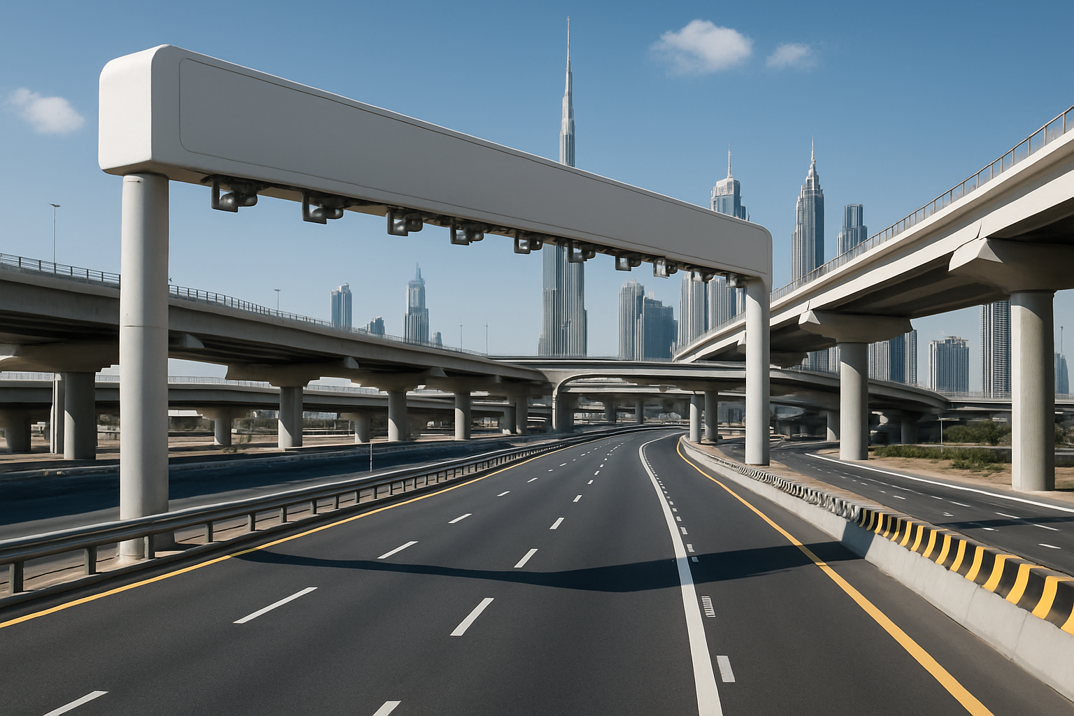 Modern toll road infrastructure in Dubai